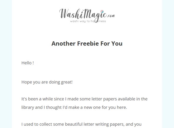 New email sample | Join Washi Magic blog mailing list | Washimagic.com